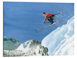 Alubild Skispringer mit rotem Pullover