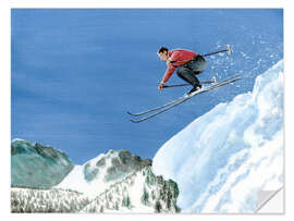 Wandsticker Skispringer mit rotem Pullover