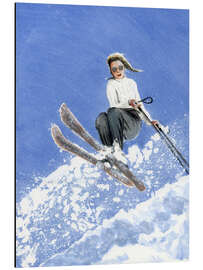 Alubild Skifahrerin mit weißem Pullover