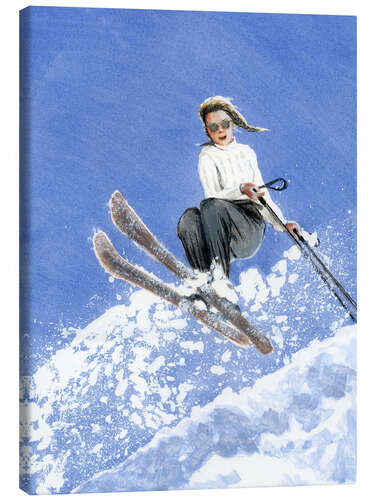 Canvas print Skier with White Sweater