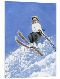 Hartschaumbild Skifahrerin mit weißem Pullover