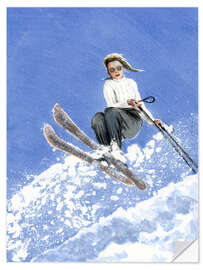 Wandsticker Skifahrerin mit weißem Pullover