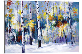 Gallery Print Birken im verschneiten Wald, Herbst