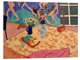 Stampa su vetro acrilico Fruits, Flowers with the Picture The Dance, 1909 - Henri Matisse