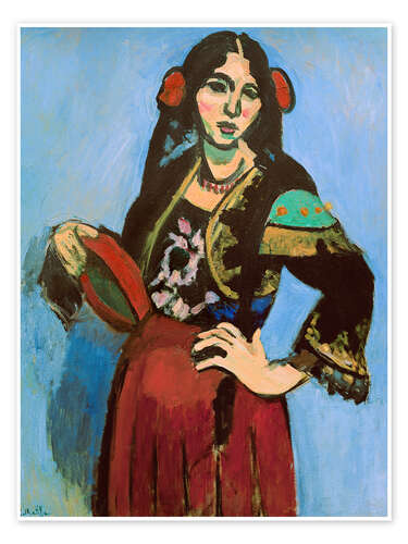 Poster Spanish woman with tambourine, 1909