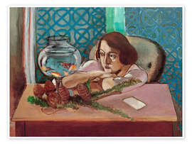 Obraz Femme devant un aquarium (Woman with a goldfish bowl), 1923 - Henri Matisse
