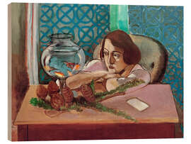 Cuadro de madera Femme devant un aquarium (Woman with a goldfish bowl), 1923 - Henri Matisse