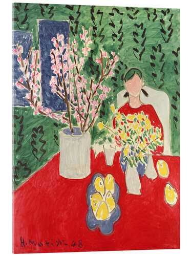 Quadro em acrílico Plum blossoms, green background, 1948