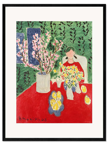 Kehystetty taidepainatus Plum blossoms, green background, 1948