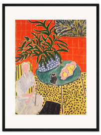 Gerahmter Kunstdruck Interieur mit schwarzem Farn, 1948