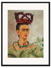 Gerahmter Kunstdruck Selbstbildnis mit Zopf, 1941 - Frida Kahlo