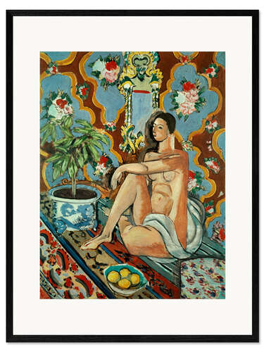 Kunsttryk i ramme Decorative Figure Against an Ornamental Background, 1925