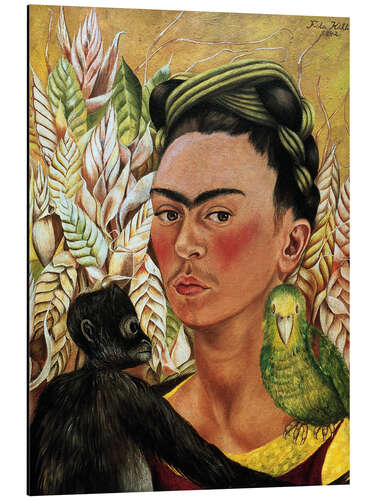 Aluminium print Self-portrait with Monkey and Parrot, 1942