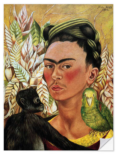 Sisustustarra Self-portrait with Monkey and Parrot, 1942