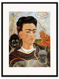 Ingelijste kunstdruk Self-Portrait with Small Monkey, 1945
