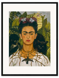 Framed art print Self-Portrait with Thorn Necklace and Hummingbird, 1940