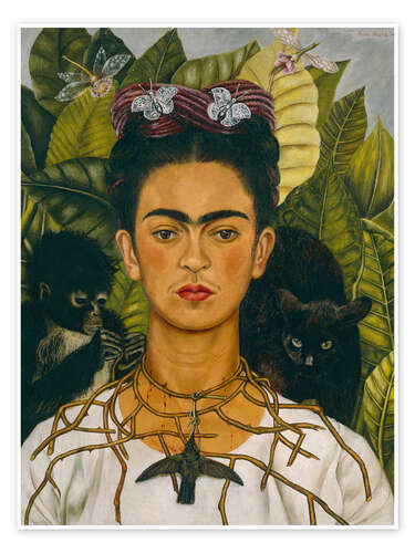 Poster Self-Portrait with Thorn Necklace and Hummingbird, 1940