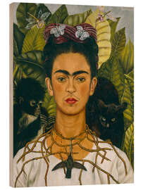 Puutaulu Self-Portrait with Thorn Necklace and Hummingbird, 1940