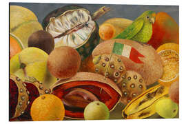 Magnettafel Stillleben mit Papagei und Fahne