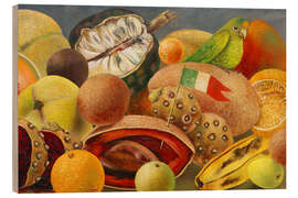 Quadro de madeira Still Life with Parrot and Flag