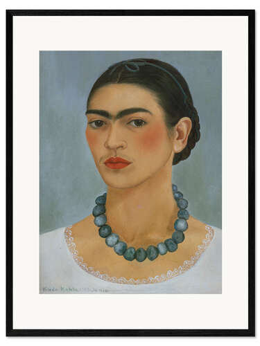 Innrammet kunsttrykk Self-Portrait with Necklace, 1933