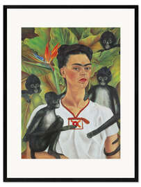 Ingelijste kunstdruk Self-portrait with monkey, 1943