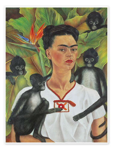 Poster Self-portrait with monkey, 1943