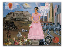 Wall print Self-portrait on the border of Mexico and the USA, 1932 - Frida Kahlo