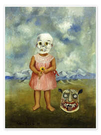 Wall print She Plays Alone or Girl With Death Mask - Frida Kahlo