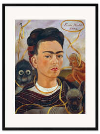 Ingelijste kunstdruk Self-Portrait with Small Monkey, 1945 II