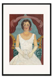 Gerahmter Kunstdruck Portrait einer Dame in Weiß, 1929