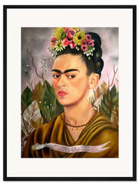 Gerahmter Kunstdruck Selbstporträt, Dr. Eloesser gewidmet, 1940 - Frida Kahlo