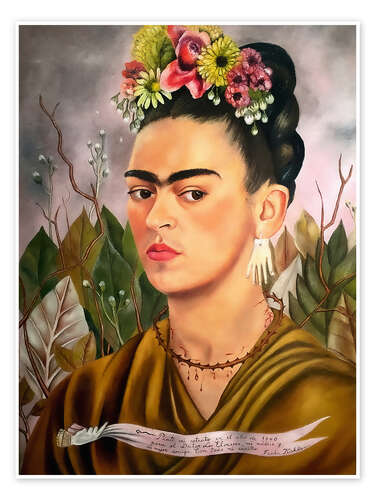 Self Portrait, Dedicated to Dr Eloesser, 1940 print by Frida Kahlo ...