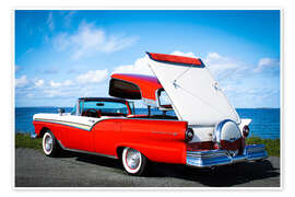 Wall print 1957 Ford Fairline 500 Skyliner Convertible II - American Cars 1920 - 2020