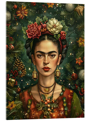 Stampa su vetro acrilico Christmas Frida Kahlo