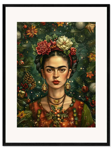 Impression artistique encadrée Christmas Frida Kahlo