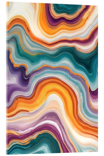 Acrylglasbild Achat in Lila, Blaugrün und Gold