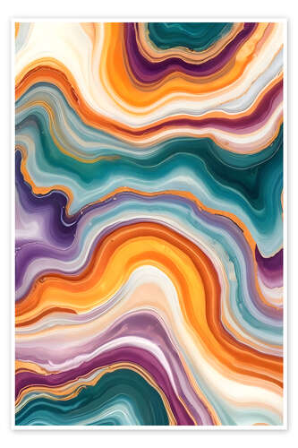Poster Purple, Teal and Gold Agate