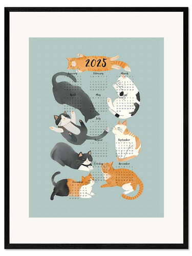 Impression artistique encadrée Cat Calendar 2025
