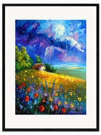 Gerahmter Kunstdruck Zwischen Blumen und Wolken