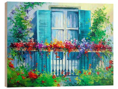 Hout print Blooming balcony