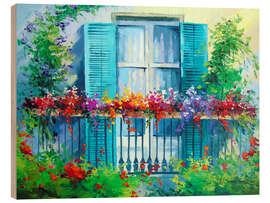 Hout print Blooming balcony
