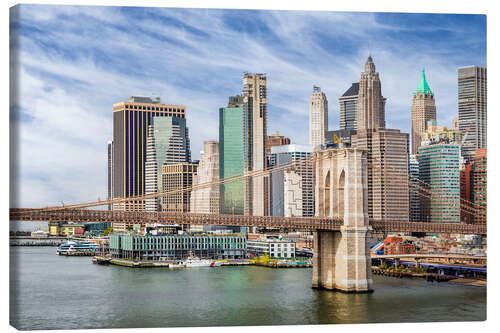 Tableau sur toile Brooklyn Bridge and Pier 17, New York City