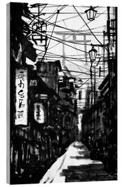 Holzbild Dunkle Straße in Kyoto - Péchane