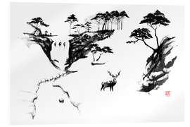 Acrylic print Deer in the snow
