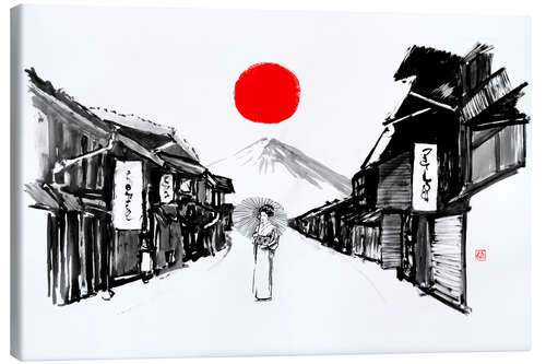 Leinwandbild Geisha in der Stadt