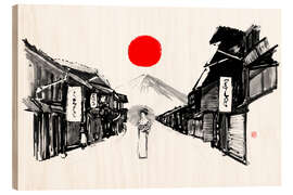 Wood print Geisha in the city - Péchane