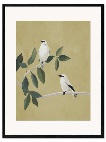 Impresión de arte enmarcada Minimalist Birds On Branch