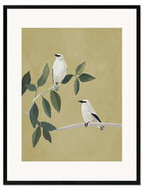 Impresión de arte enmarcada Minimalist Birds On Branch
