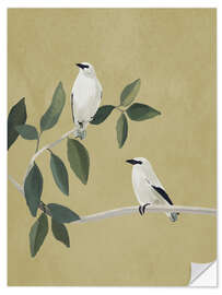 Selvklebende plakat Minimalist Birds On Branch